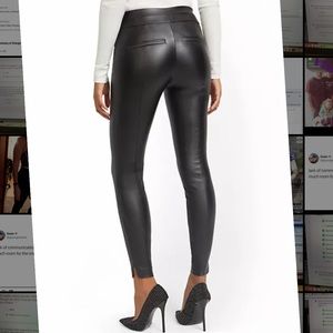 Faux-Leather High-Waisted Pull-On Slim-Leg Pant